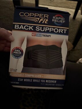 Copper Fit Back Support Belt - Black with Gold Accents